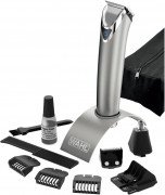 WAHL Lithium Ion Stainless Steel Grooming Kit, Rechargeable Trimmer, Ear and nose attachments, Body detailer for multi grooming, 4 Combs for different grooming lengths, 6 hours Run Time, 9818-727