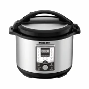 Nikai Electric Pressure Cooker 10L 1500W Digital Pressure Cooker Multiple Safety Protections SS Wrapped Body Aluminum Nonstick Pot Silver & Black NEP1082DX