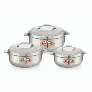 Topaz Hotpot Rose 3pcs Casserole Insulated Food Warmer With Steel Handle 4000/6000/8000