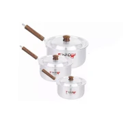 Nadstar8 Saucepan 3Pcs Set With Lid Smooth Wooden Handle 16-20 0x2