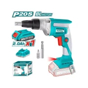 Total Drywall Screwdriver Cordless, Lithium-ion 20V with 2.0Ah Battery, Charger, Screwdriver Bit & Bit Holder TDSLI204200