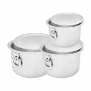 Nadstar8 Aluminium Sufuria 3pcs with Lid & Handle 230L, 275L, 325L Cookware Set Tope Cooking Pot for Commercial Use - Gauge 6 & 5 Kitchen Heavy Duty Tapela