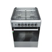 Delta Cooker 2 Gas Burners + 2 Electric Plates, Electric Oven & Grill, 50x55cm (Silver & Black) - DGC-5022