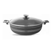 Nadstar8 Majestic Wok 32CM With Handle & Lid Non Stick Marble Coating Heat Tempered Glass Lids Heat Resistant Bakelite Handles For Easy Grip W32