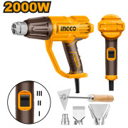 Ingco Heat Gun 2000W Airflow 250 L/min with 1 PCs Reduction Nozzle, Reflector Nozzle, Flat nozzle & Scraper HG200078