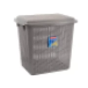 Lionstar Basket Stock Large LB-6 Rectangular Lidded Washing Laundry Basket, Tall Plastic Hamper For Clothes