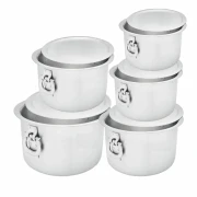 Nadstar8 Aluminium Sufuria 5pcs with Lid & Handle 55L, 65L, 75L, 85L, 100L Cookware Set Tope Cooking Pot for Commercial Use - Gauge 7 Kitchen Heavy Duty Tapela
