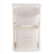 Nadstar1 Storage Basket, 2 Deck Bathroom Clothes Storage Basket Multi-layer Universal Wheel Rack Grocery Organizer K998-3A