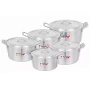 Nadstar8 Cookware Set 5Pcs Set With Lid & Handle Metal Finish Sufuria 4L, 5.5L, 7L, 9L, 12L 2x6