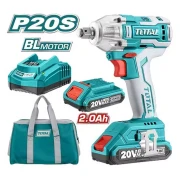 Total Impact Wrench Cordless Li-Ion 20V TIWLI2001 – High-Torque Brushless Motor, Integrated Work Light, and Comprehensive Accessory Kit