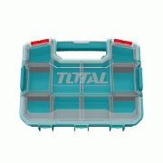 Total Empty Tool Box Plastic Organizer 37 x 29.6 x 6.5cm with Built in Carry Handle and Latch for Easy Transport, Removable Dividers TPBX1151