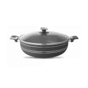 Nadstar8 Majestic Wok 28CM With Handle & Lid Non Stick Marble Coating Heat Tempered Glass Lids Heat Resistant Bakelite Handles For Easy Grip W28