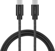 Hyphen USB-C To USB-C Fast Charging Cable. 1m. 100W. HCB-C1100W1796 - Black