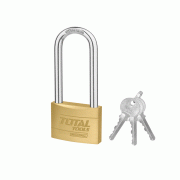 Total Brass Padlock Heavy Duty Long Shackle 30mm, Solid Brass Cylinder with Pins, 3pcs Brass Keys TLK32302L