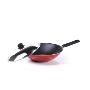 Orange Chinese Wok Non-Stick with Stainless Steel Lid ONSC024