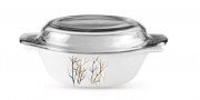 La Opala Casserole Med + Lid Flowered Golden Fall Ivory 0665