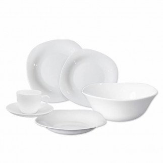 La Opala Dinner Set Quadra Square White 20 Pieces LQ020