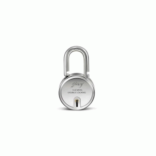 Godrej Round Padlock 6Lever 50mm with Double Locking System for Door with 3 Keys, Strong Steel with Rivetless Body and Electroplated Shackles Give The Lock Extra Strength and Toughness Steel Finish 8148