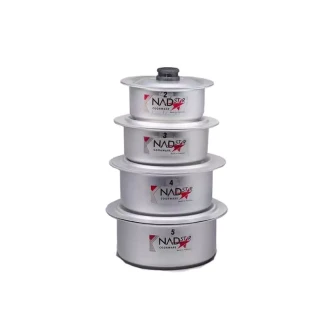 Nadstar8 Cookware Set 4Pcs Set With Lid Salvano Anodized Smooth Wooden Handle 2L, 4L, 5L, 7.5L, 1x4