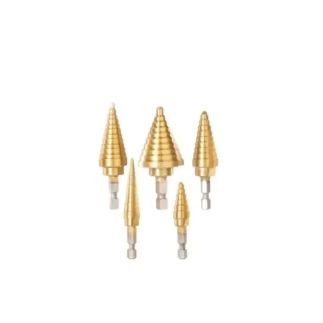 Total Step Drill Bit Set 1/4" Hex Shank TACSD2051 (Pack of 5pcs)