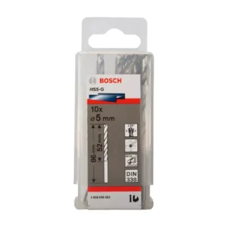 Bosch HSS Twist Drill Bit, DIN 338, 5mm x 10mm, 135-Degree Split Point – High-Speed Steel Precision Drill Bit for Metalworking