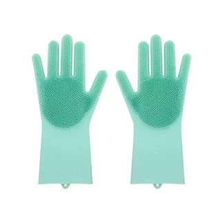 Silicone Hand Gloves Reusable, Heat Resistant for Kitchen, Bathroom, Dishwashing, Pet Grooming, Car Washing 1 Pair