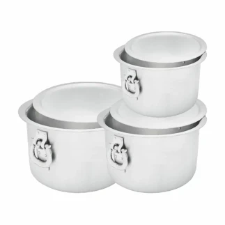 Nadstar8 Aluminium Sufuria 3pcs with Lid & Handle 230L, 275L, 325L Cookware Set Tope Cooking Pot for Commercial Use - Gauge 6 & 5 Kitchen Heavy Duty Tapela