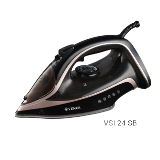 Venus 2400w Anti Drip Iron Box with Ceramic Soleplate, 380 Ml Water Tank - Black Silver, Vsi24Sb