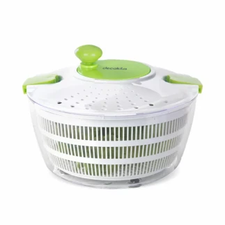 Decakila Manual Salad Spinner 4L 24.3x24.3x16.3 CM Fruits and Vegetables Quick Dryer Dry off and Drain Lettuce and Vegetable Wash & Salad Making Bowl with Plastic Colander KMTT088W