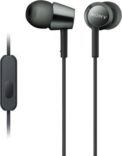 Sony MDREX155AP in-Ear Earbud Headphones/Headset with mic for Phone Call, Black (MDR-EX155APWQE)