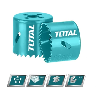 Total Hole Saw for Metal – 64mm HSS M3 Bi-Metal with 38mm Cutting Depth, Variable Teeth 4-6 TPI, Double Blister Pack