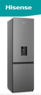 Hisense Fridge Double Door 262L, Defrost Cooling Bottom Freezer Fridge, Ultra-thin Water Dispenser, 2 Door Refrigerator for Kitchen/Office/Commercial,  Silver(H350BTS-WD)