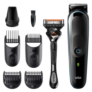 Braun All-in-one trimmer MGK3345, 7-in-1 trimmer, 5 attachments and Gillette ProGlide razor.
