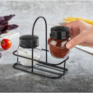 Hane Salt & Pepper 210ml Glass Jars with Stand 4pcs Set HN2512