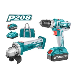 Total Drill Machine & Angle Grinder Cordless Li-Ion 2pc Combo TCKLI2009