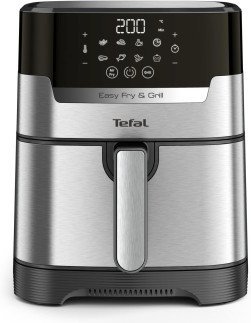 TEFAL Easy Fry & Grill Digital, 2-in-1, 1550 W, Healthy Cooking, Air Fryer + Grill, 8 Automatic Programs, Adjustable Temperature, 4.2 L/1.2 Kg Capacity, Timer, Stainless Steel & Plastic, EY505D27