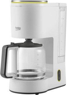 BEKO Coffee Maker with Glass Carafe, 1000W, 10 Cups, White, FCM1321W