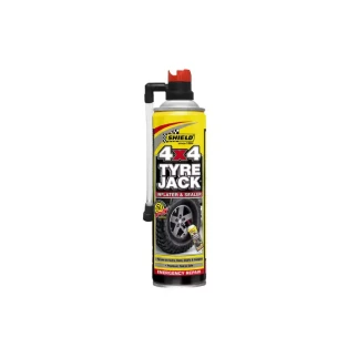 Shield-Auto 4x4 Tyre Jack Inflator & Sealer 500ml Fast, Practical, Safe Emergency Tyre Repairs, Super Effective Seal Using a Blend of Latex Polymers SH259