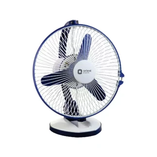 Orient Zippy Table Fan 225mm with Aerodynamic Plastic Blades, White Blue