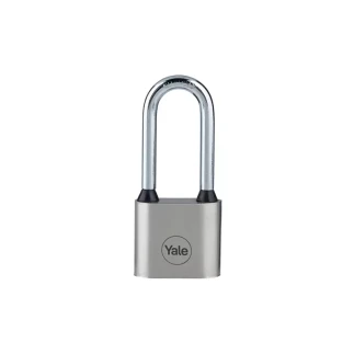 Yale Iron Disc Padlock with Bumper 40mm with 3 Keys, Hardened Long Shackle 7mm, Disc Tumbler Locking Mechanism, Cast Iron Construction, Excellent Corrosion Resistance for Outdoor Use PL-112/40/138/1