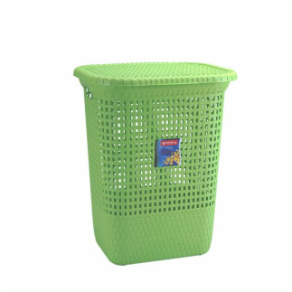 Lionstar Laundry Basket Vanesa Medium CB-17 Rectangular Lidded Washing Laundry Basket, Tall Plastic Hamper For Clothes
