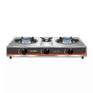Decakila Gas Cooker 3 Burner Plates  Auto Ignition Stainless Steel KMGS014M
