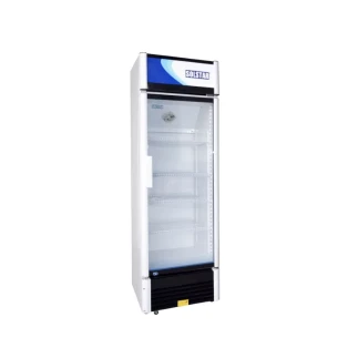 Solstar Vertical Cooler 261L Single Door with Double Glass Door, Lock & Key, Quick Cooling, 4 Wheels VC3300A-WHB SS