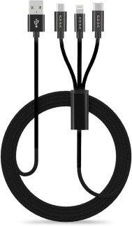 ESSE 3 in 1 Lightning ,Type C & Micro Cable 1M, ECB-USB37095, Black