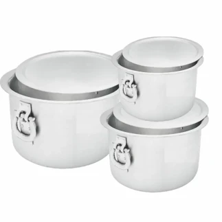 Nadstar8 Aluminium Sufuria 3pcs with Lid & Handle 210L, 250L, 300L Cookware Set Tope Cooking Pot for Commercial Use - Gauge 6 Kitchen Heavy Duty Tapela