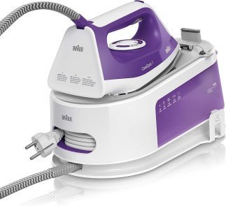 Braun Carestyle1 IS1014VI, Steam Generator Iron, Continuous Charging, Adjustable Thermostat, 1.5L Tank, AUTO SHUT OFF, 360g/min Steam Boost, Security System, Purple 12810010-IS1014VI