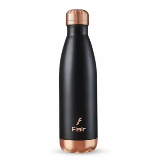 Flair Spark Vacuum Insulated Steel Bottle Black Color 24 Hours Hot and Cold, Aqua Water Bottle, Thermal Bottle, Leak Proof, Office, Gym, Home, Kitchen, Hiking, Treking, Travel 500ml