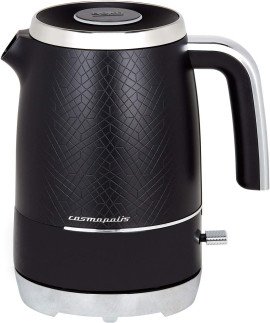 Beko Cosmopolis Jug Kettle WKM8306B, Retro Black Chrome Design, 1.7L Capacity 3000 W, Includes Removable Lid, Easy Pour Spout & Boil Dry Protection