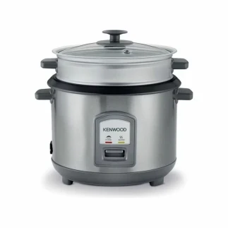 Kenwood 2-in-1 Rice Cooker 2.8L 16-Cups Rice with Food Steamer Basket, Non-Stick Cooking Pot, Temepered Glass Lid, Warm/Cook Lights, Spatula Holder, Detachable Cord RCM71.000SS