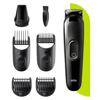 Braun 6-In-1 All-In-One Trimmer Series 3, Male Grooming Kit With Beard Trimmer, Hair Clippers & Precision Trimmer With Lifetime Sharp Blades, 5 Attachments, MGK3335